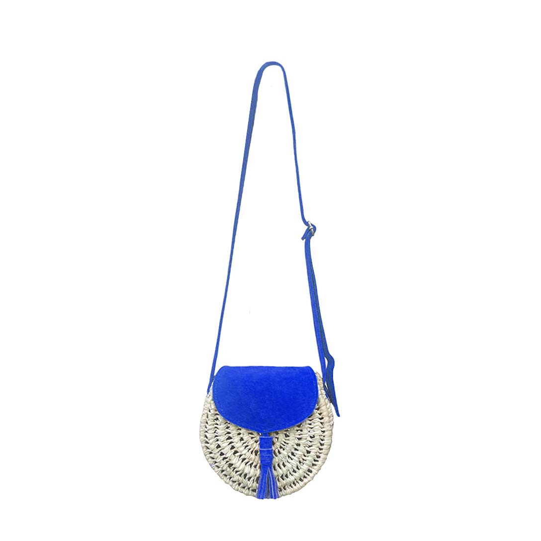 Luna Straw Crossbody Bag - Blue