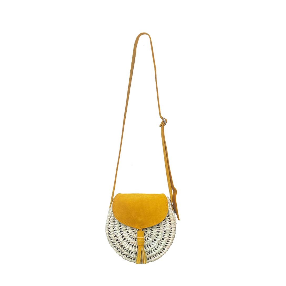 Luna Straw Crossbody Bag - Yellow